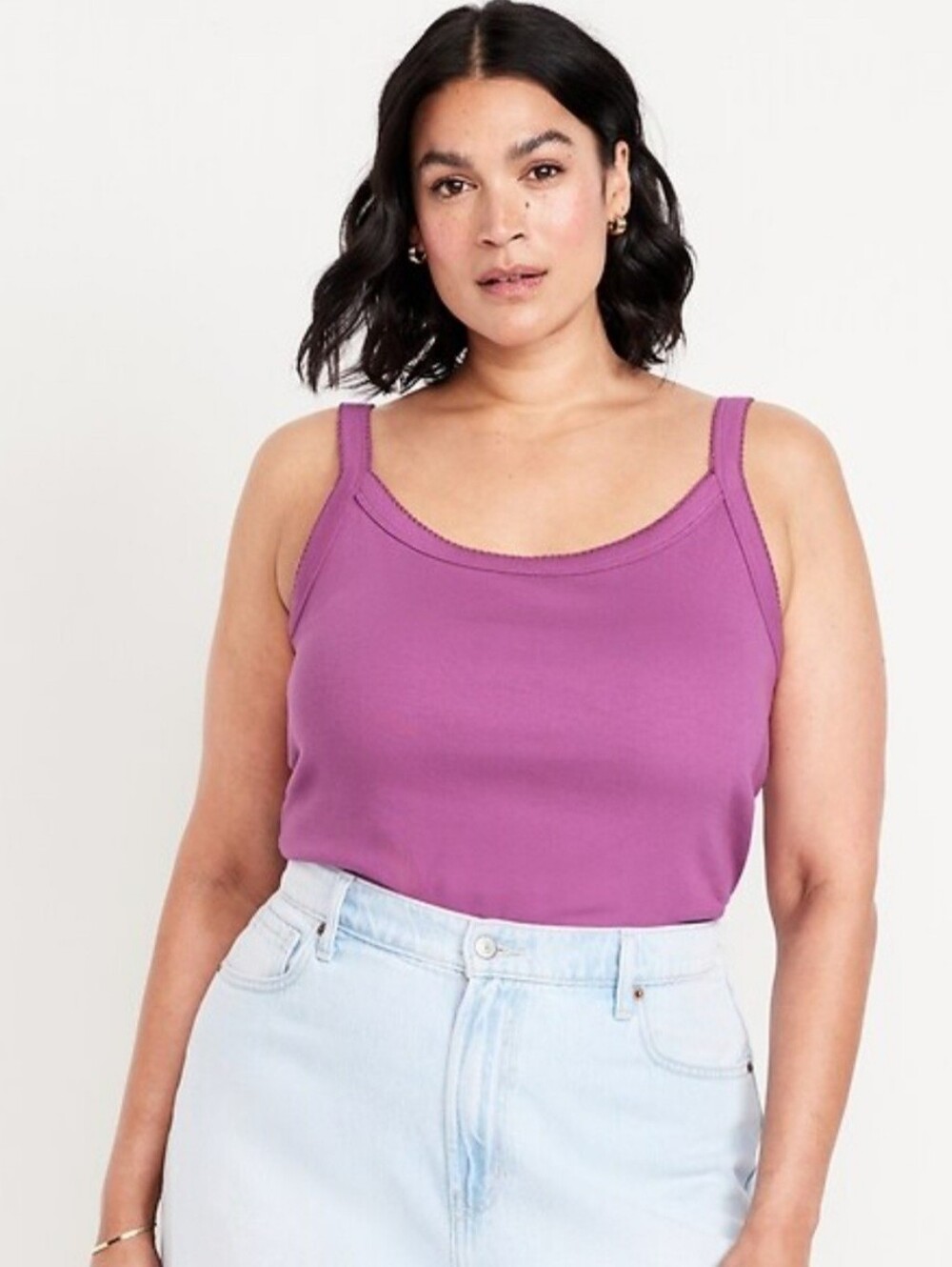 Old Navy Sz  2X Plus Size Scoop Neck Tank Top Fuschia Ribbed Stretchy Pull Over